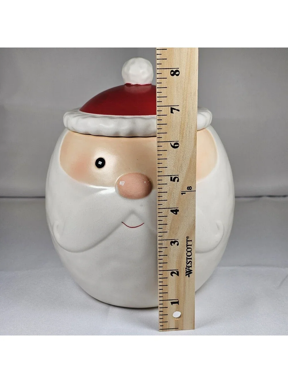 Vintage Hallmark Roly Poly Santa Claus Christmas Cookie Jar Round